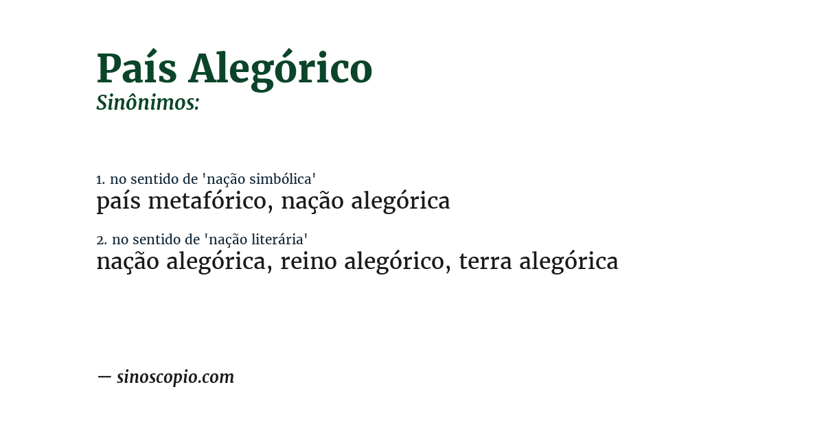 Sinônimo de país alegórico