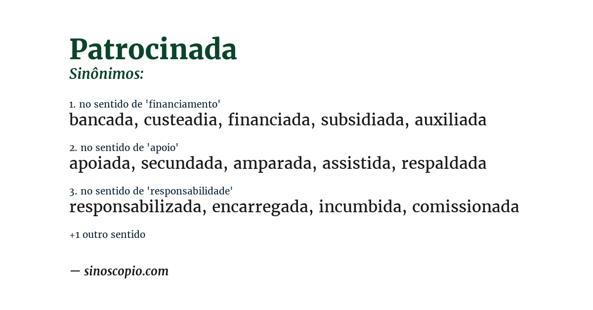 Sinônimo de patrocinada