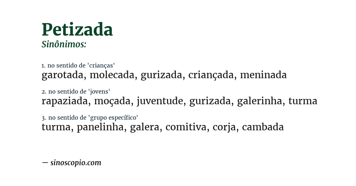 Sinônimo de petizada