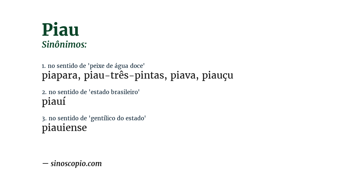 Sinônimo de piau