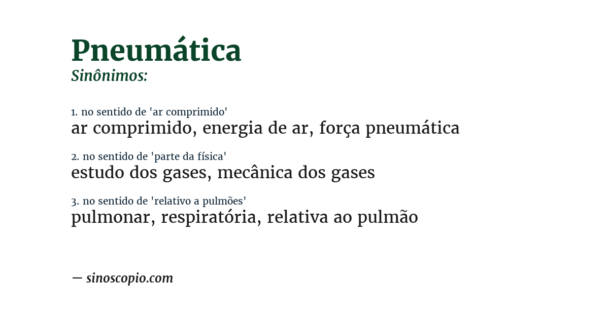 Sinônimo de pneumática