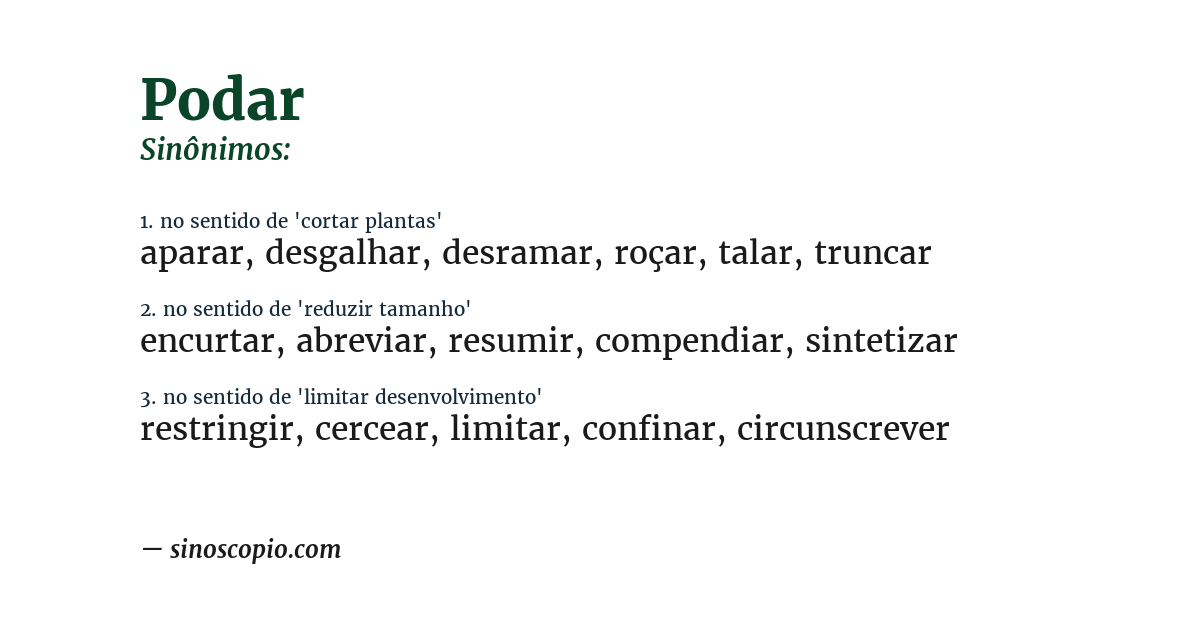 Sinônimo de podar