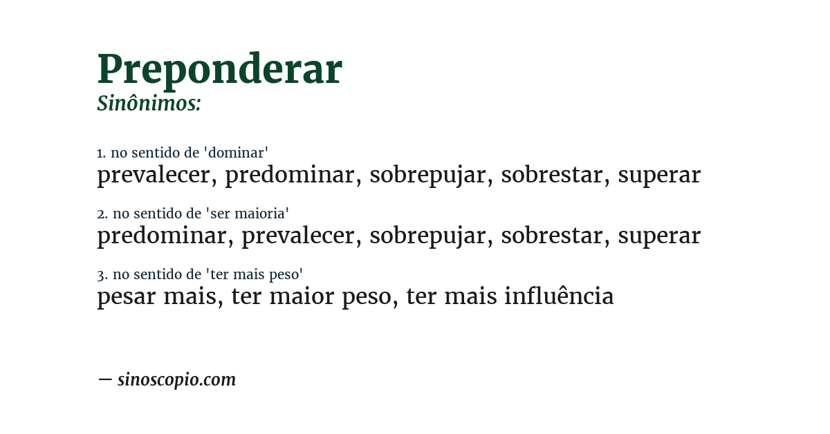 Sinônimo de preponderar