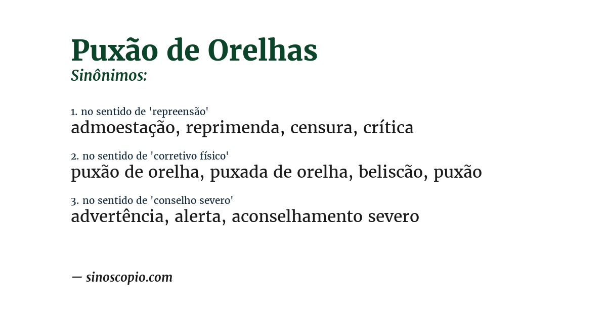 Sinônimo de puxão de orelhas