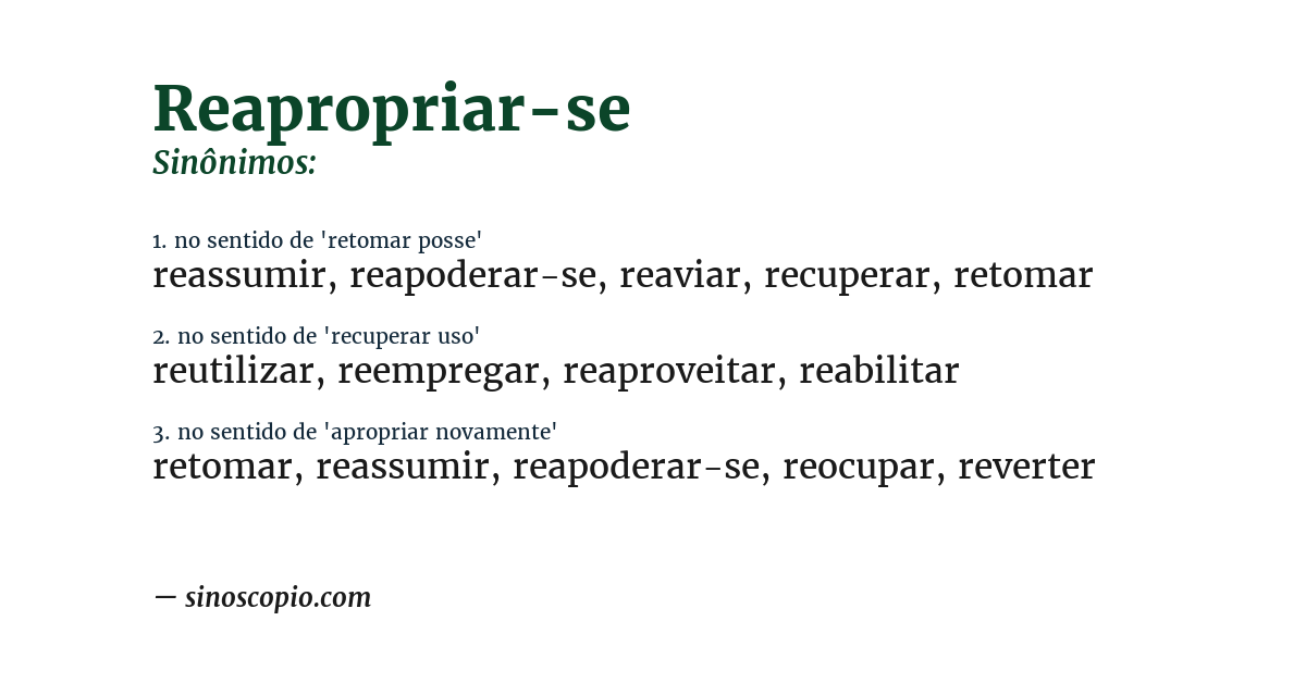 Sinônimo de reapropriar-se