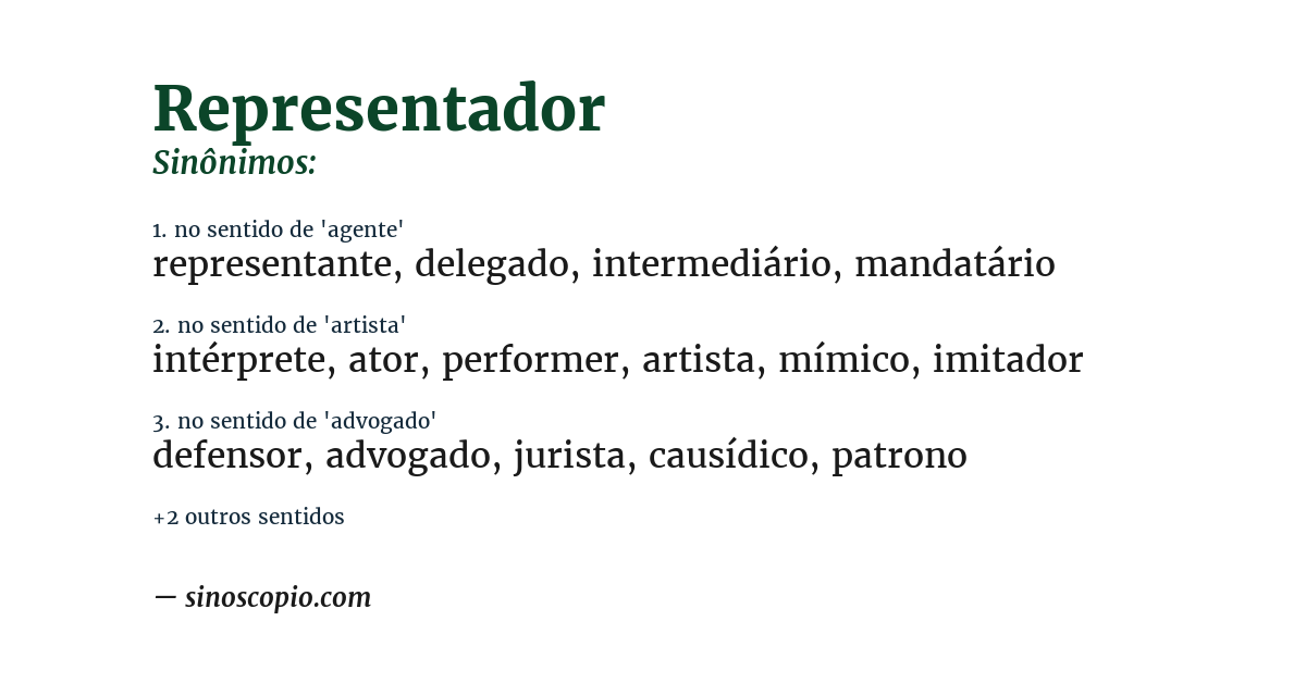 Sinônimo de representador