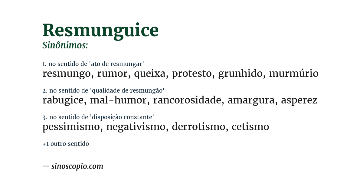 Sinônimo de resmunguice