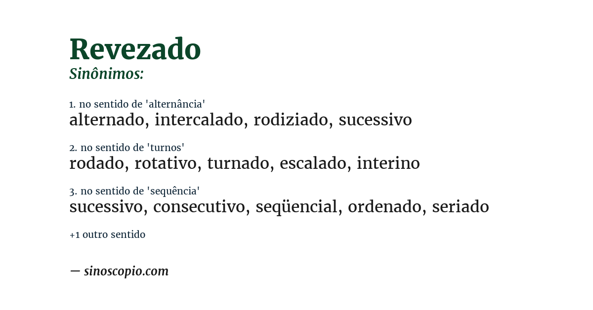 Sinônimo de revezado