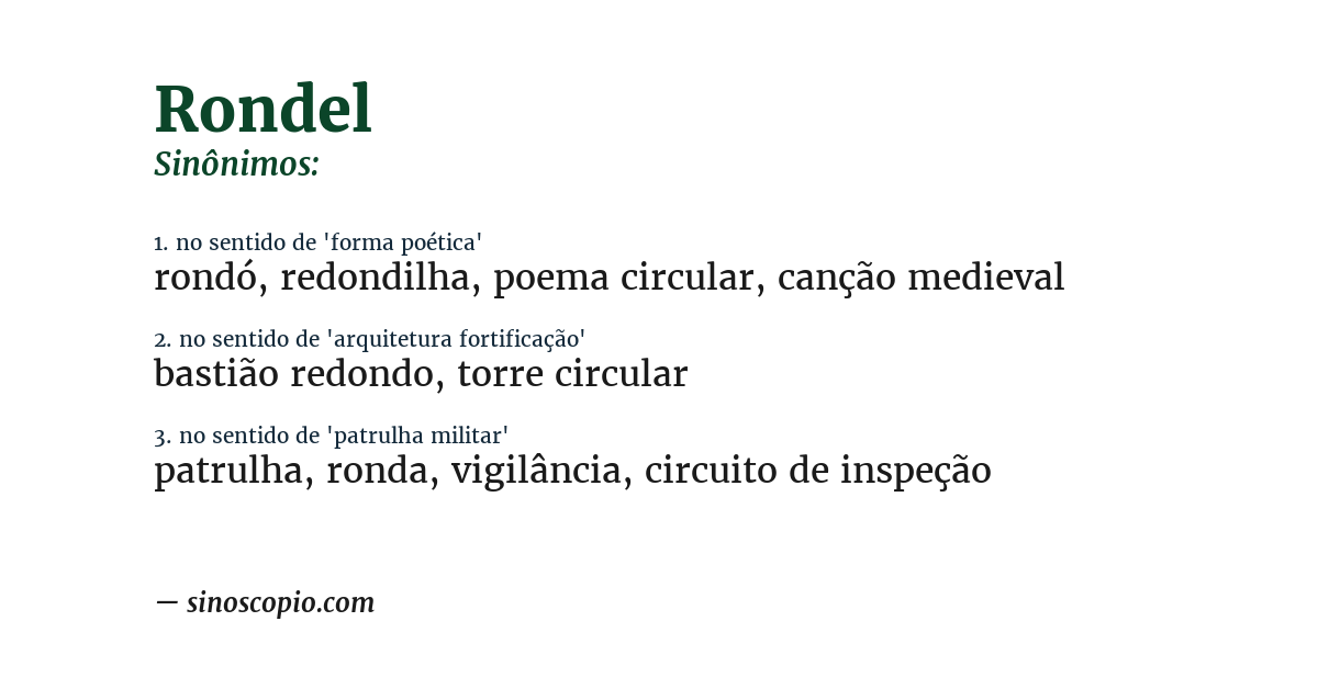 Sinônimo de rondel