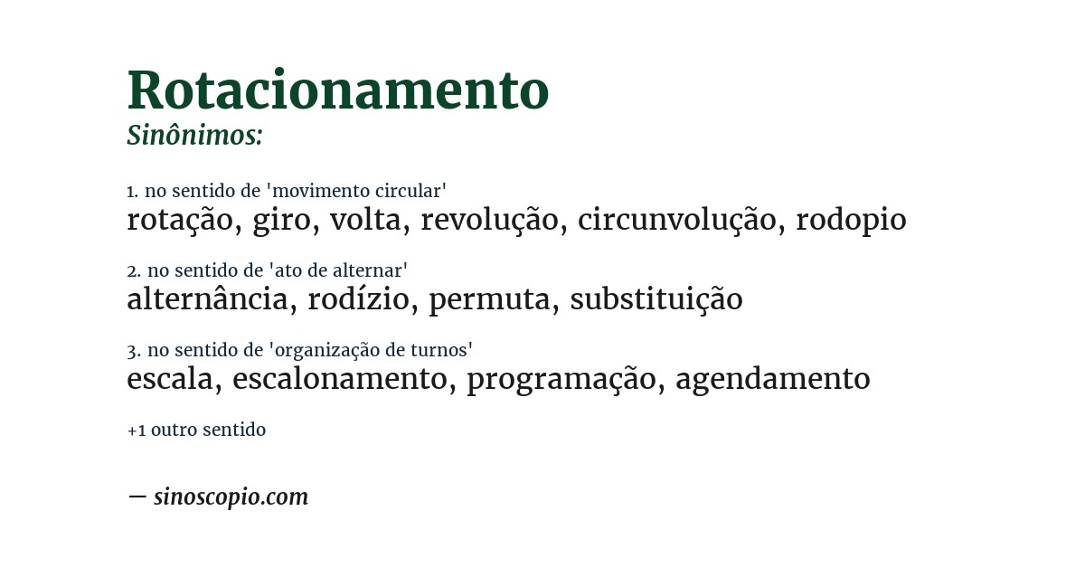 Sinônimo de rotacionamento