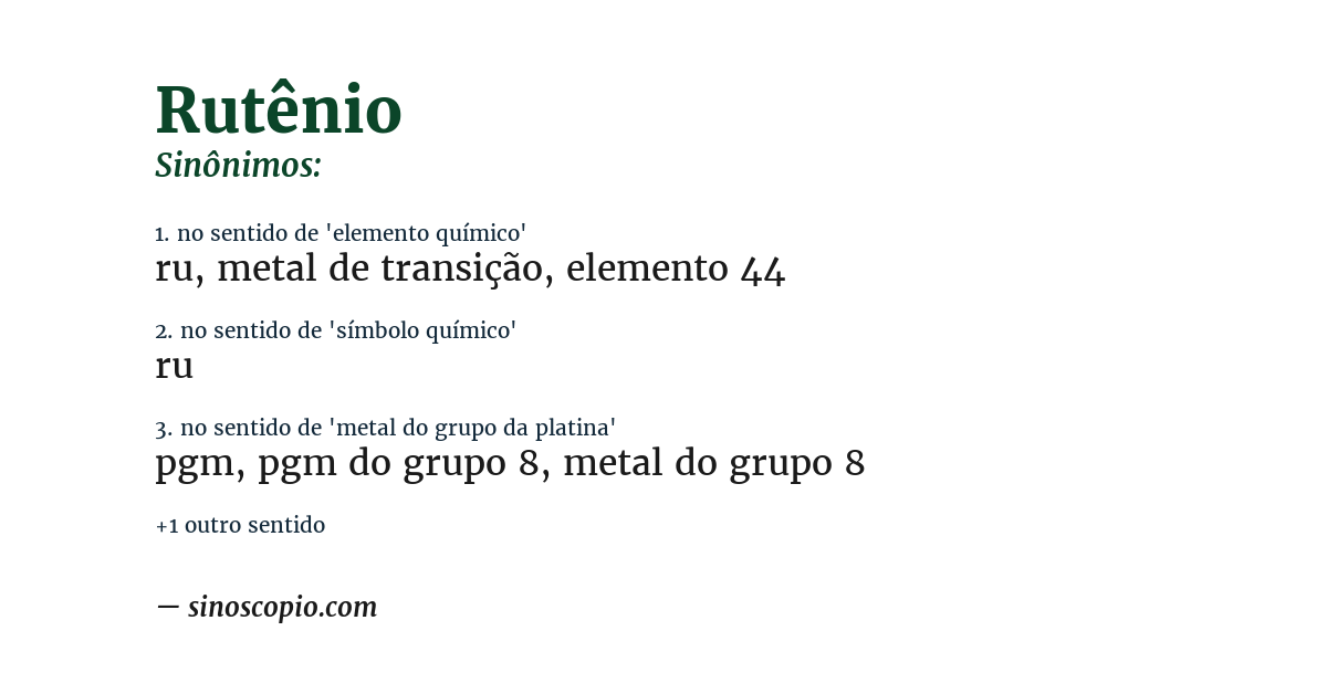 Sinônimo de rutênio