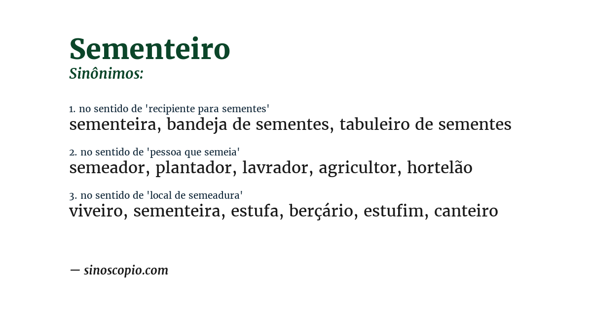 Sinônimo de sementeiro