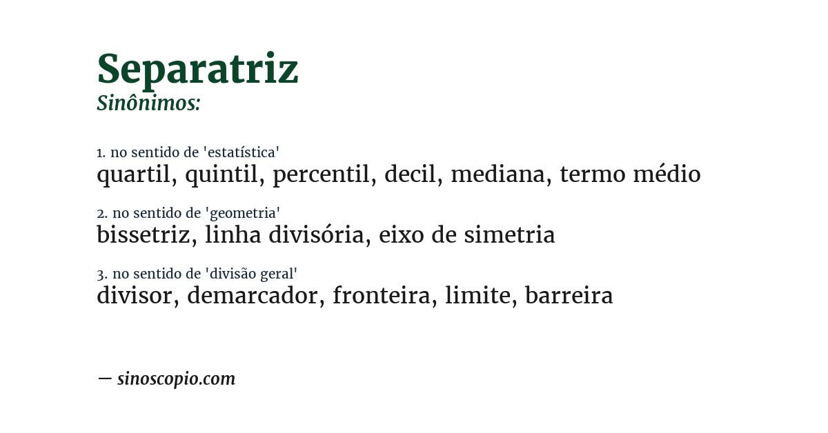 Sinônimo de separatriz