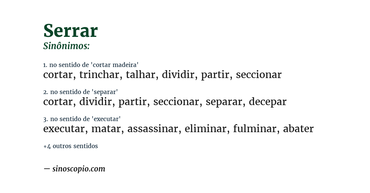 Sinônimo de serrar