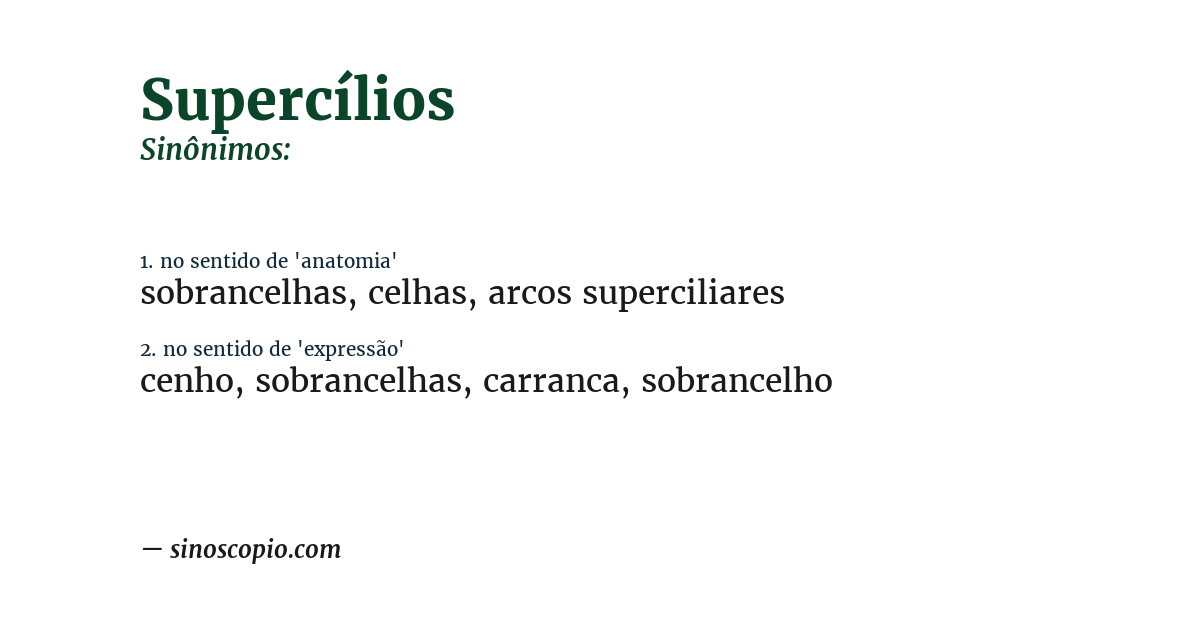Sinônimo de supercílios
