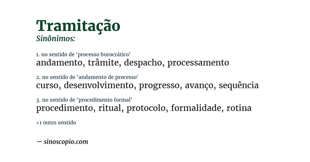 Sinônimo de tramitação