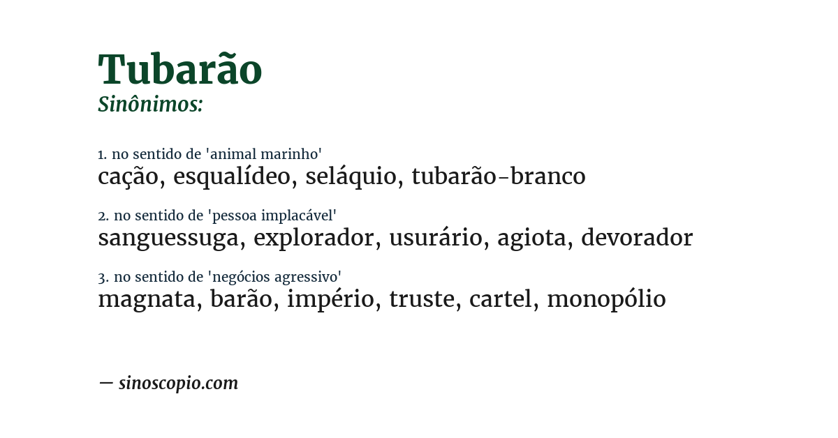 Sinônimo de tubarão