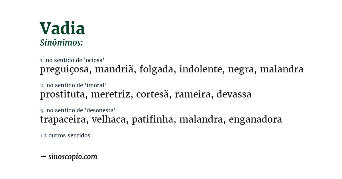 Sinônimo de vadia