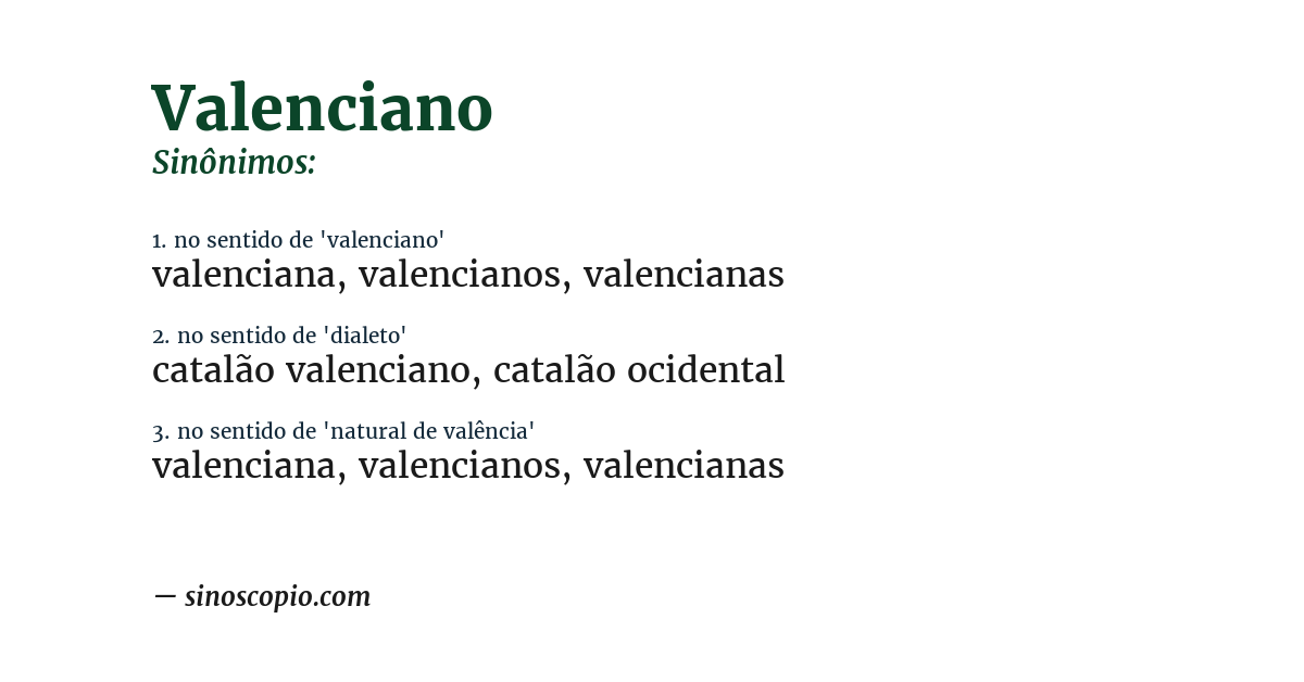 Sinônimo de valenciano