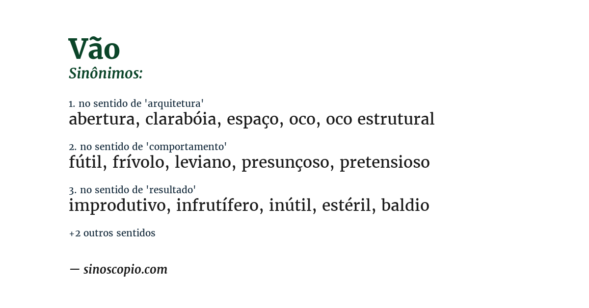 Sinônimo de vão