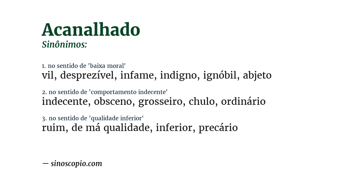 Sinônimo de acanalhado