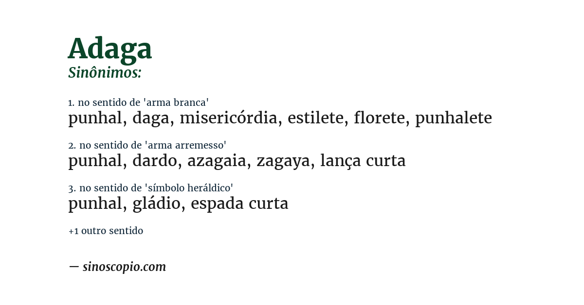 Sinônimo de adaga