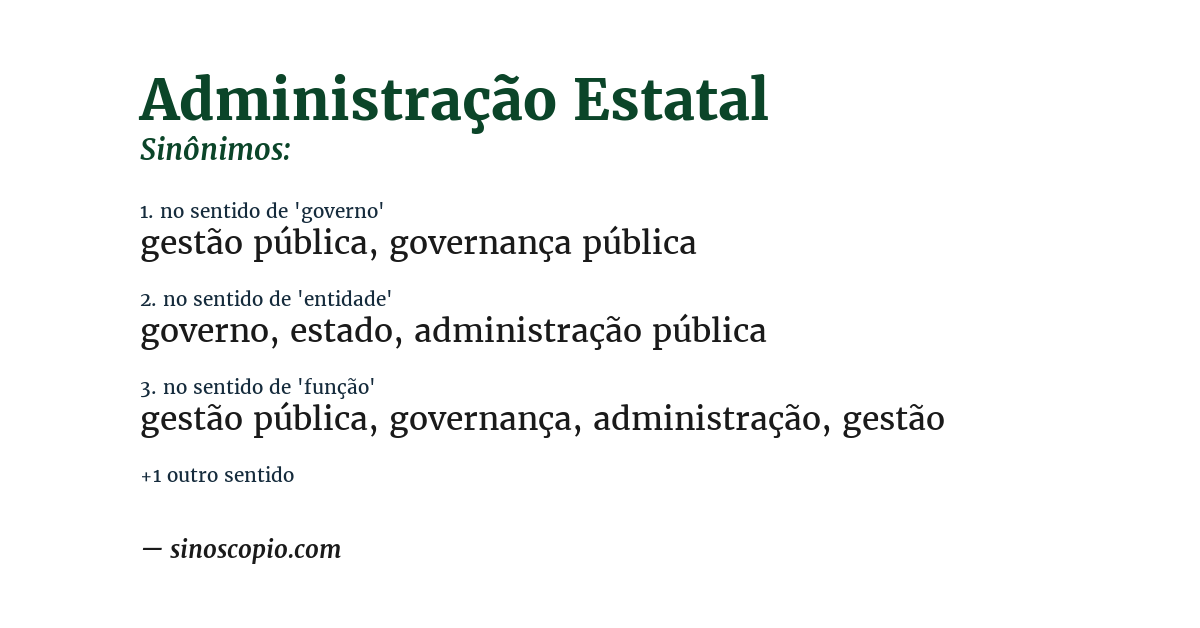 Sinônimo de administração estatal