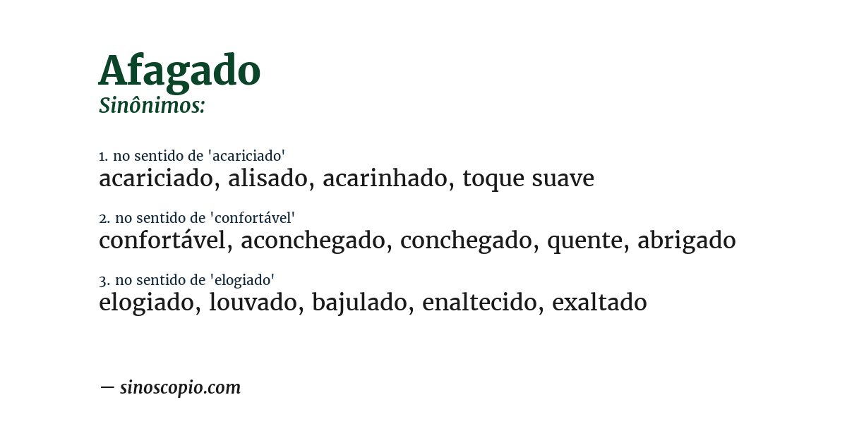 Sinônimo de afagado
