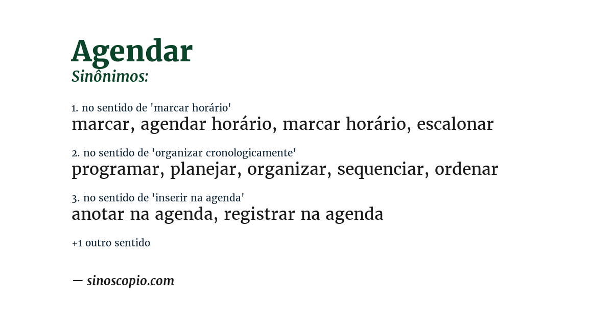 Sinônimo de agendar