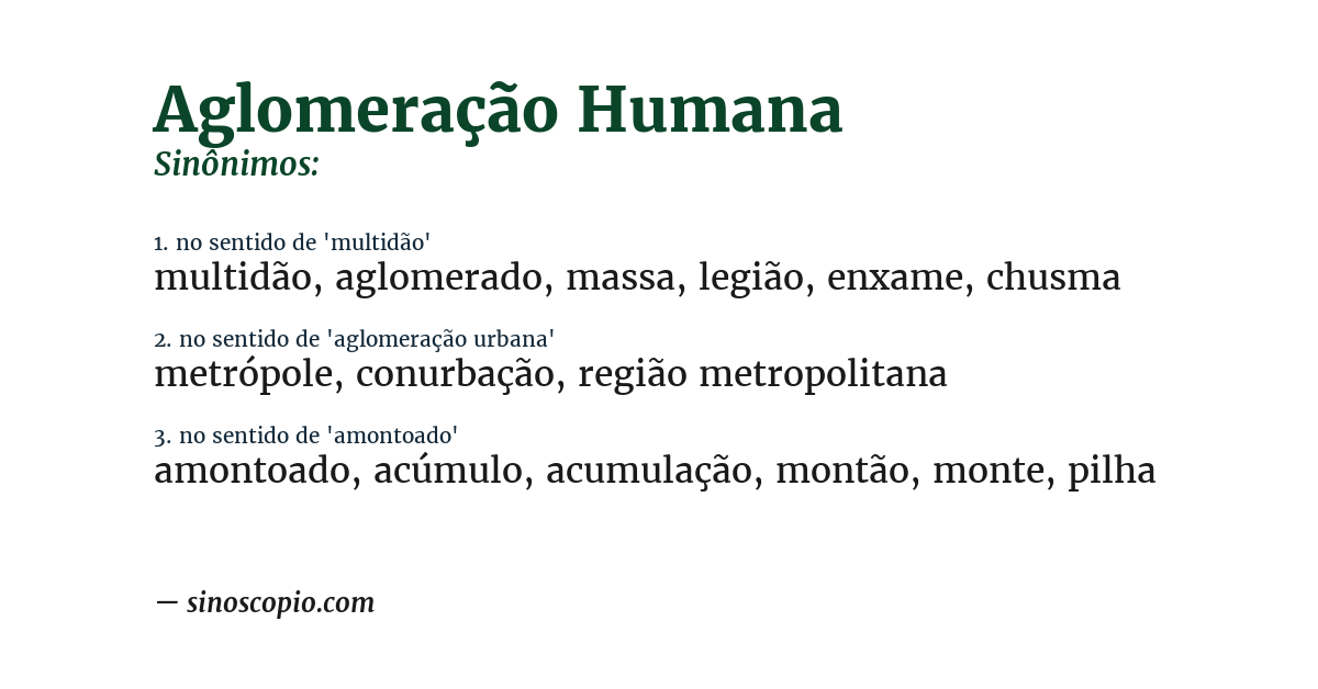 Sinônimo de aglomeração humana