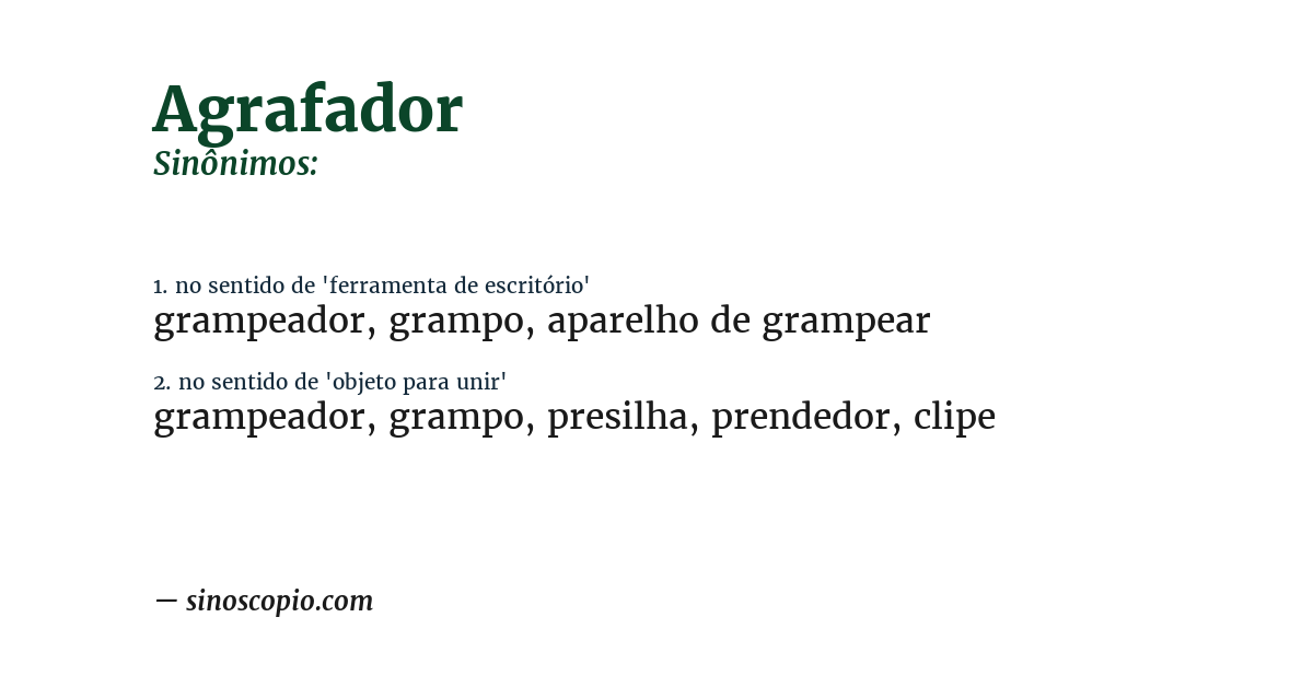 Sinônimo de agrafador