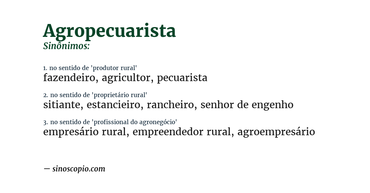 Sinônimo de agropecuarista