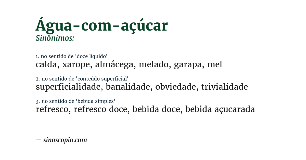 Sinônimo de água-com-açúcar