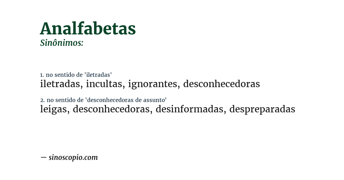 Sinônimo de analfabetas