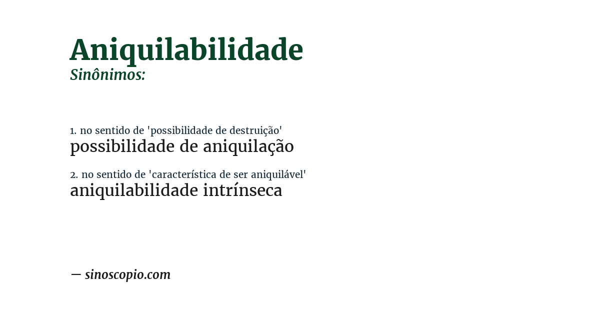 Sinônimo de aniquilabilidade