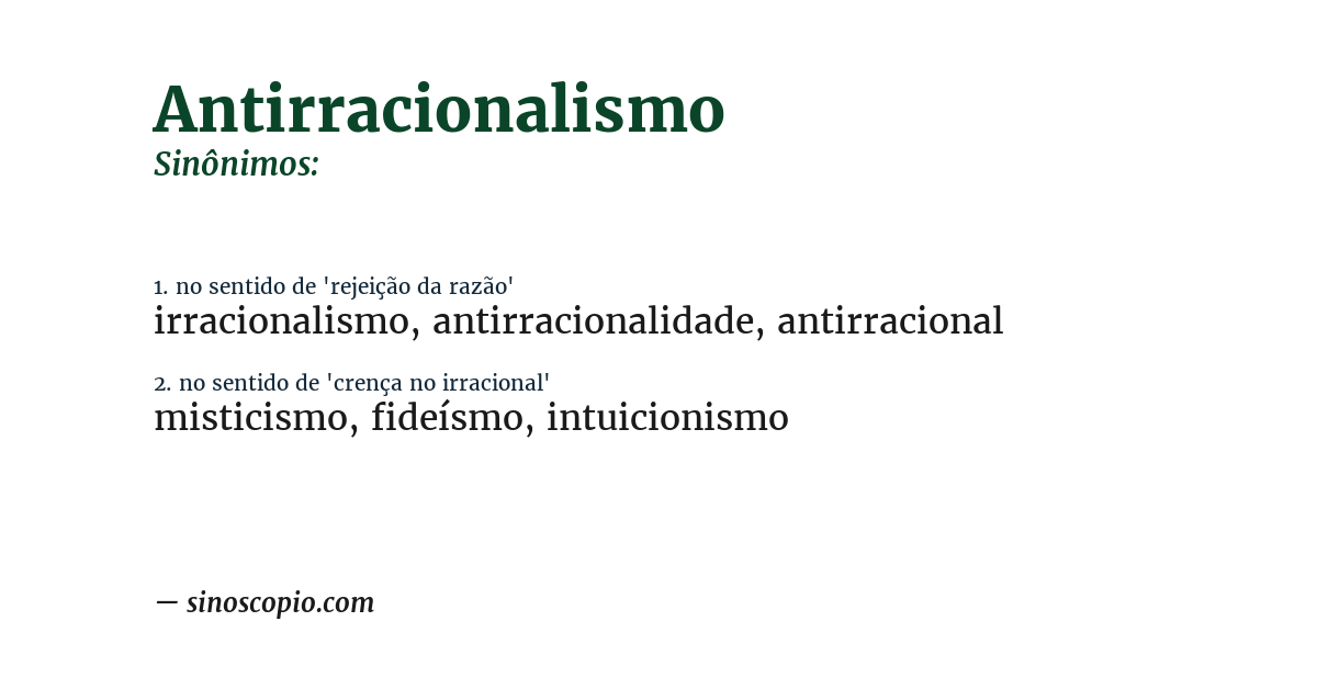 Sinônimo de antirracionalismo