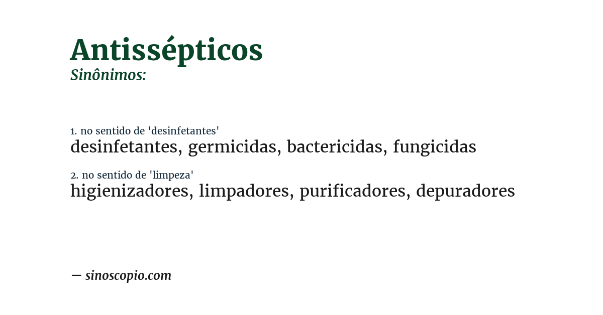 Sinônimo de antissépticos