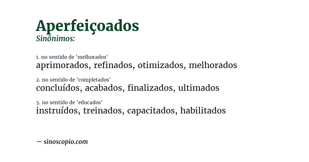 Sinônimo de aperfeiçoados