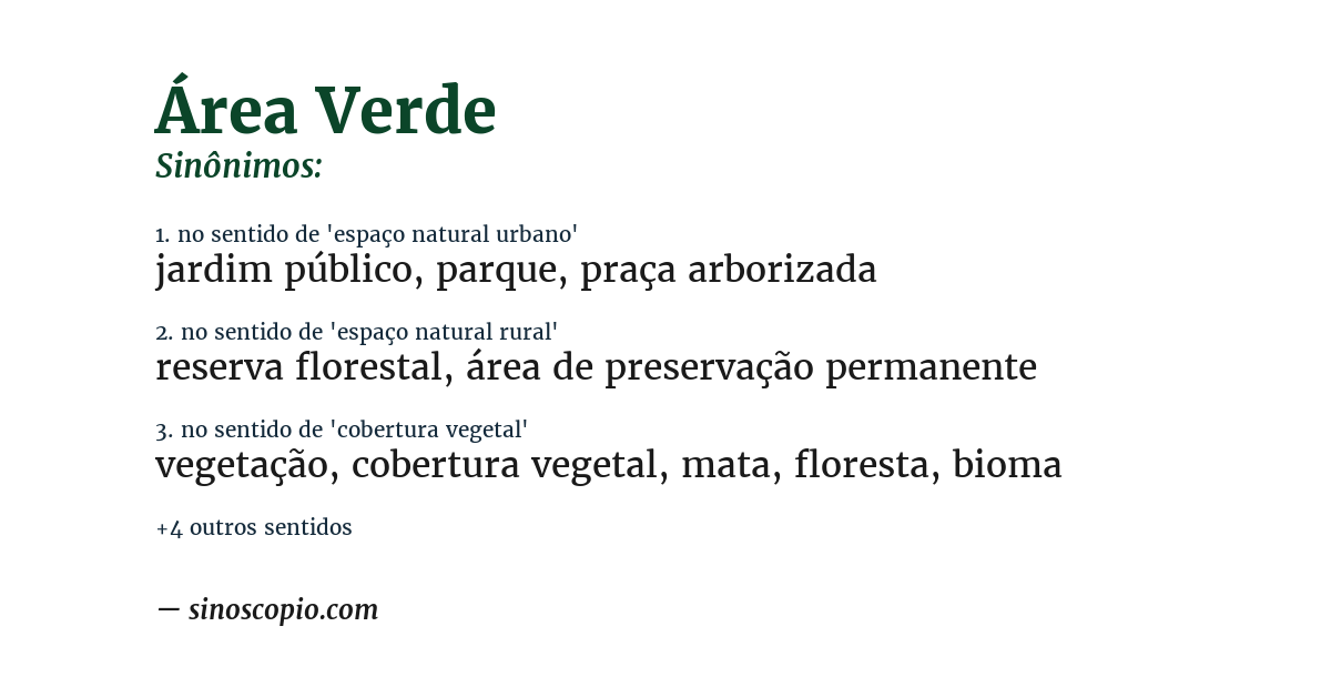 Sinônimo de área verde