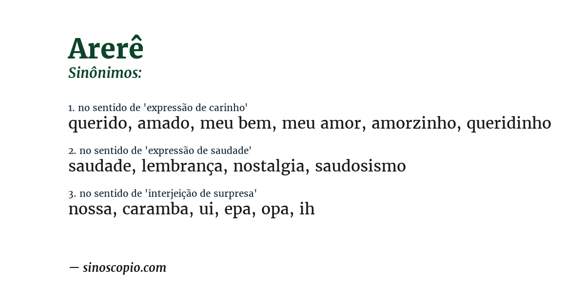 Sinônimo de arerê