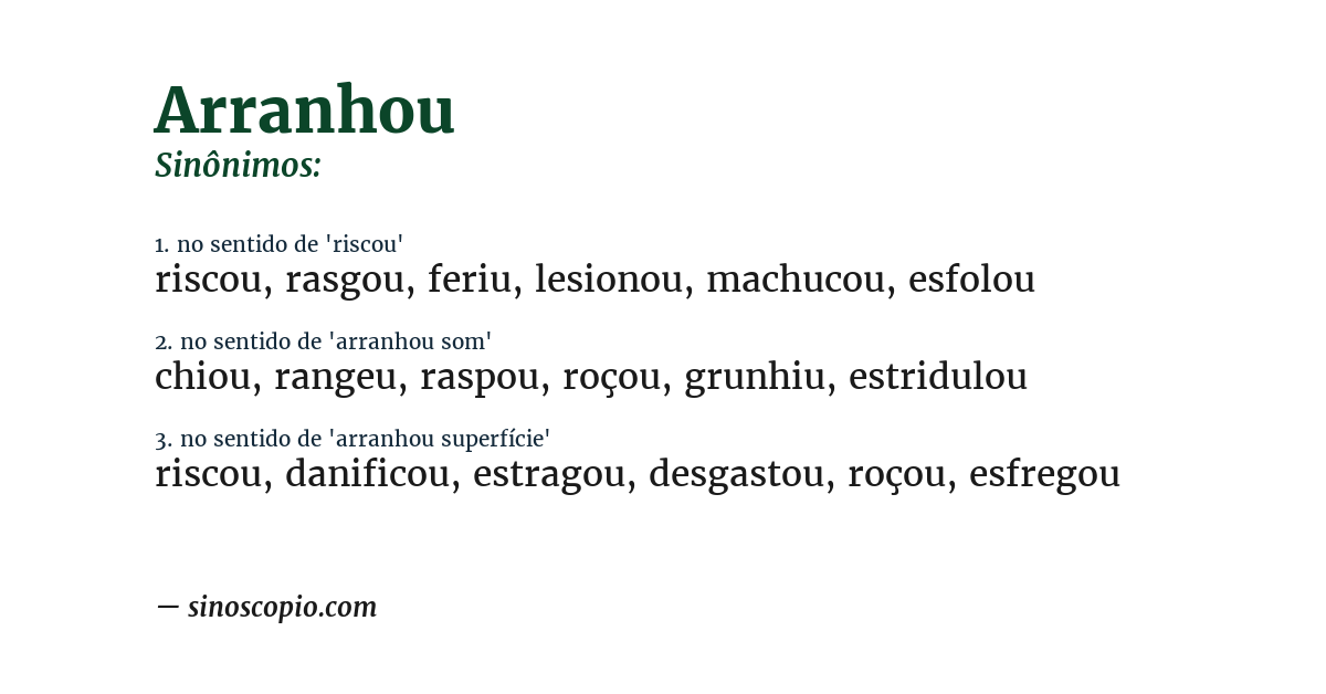 Sinônimo de arranhou