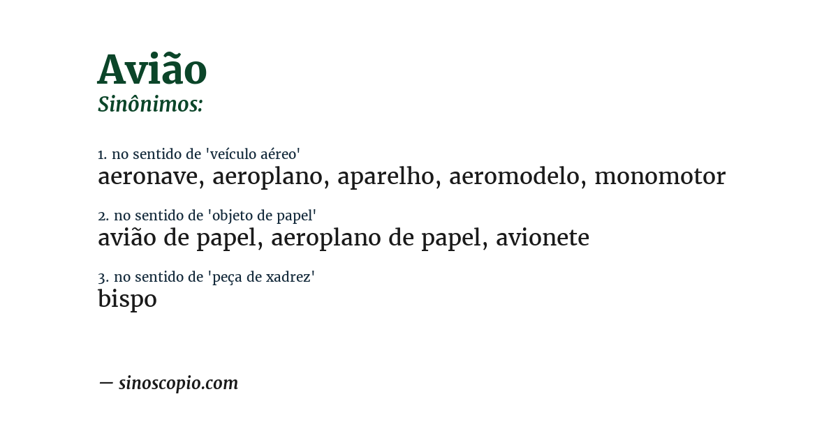 Sinônimo de avião