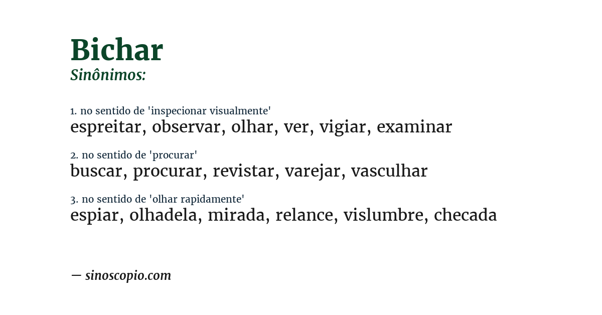 Sinônimo de bichar