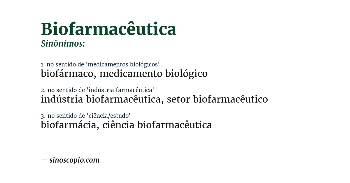 Sinônimo de biofarmacêutica