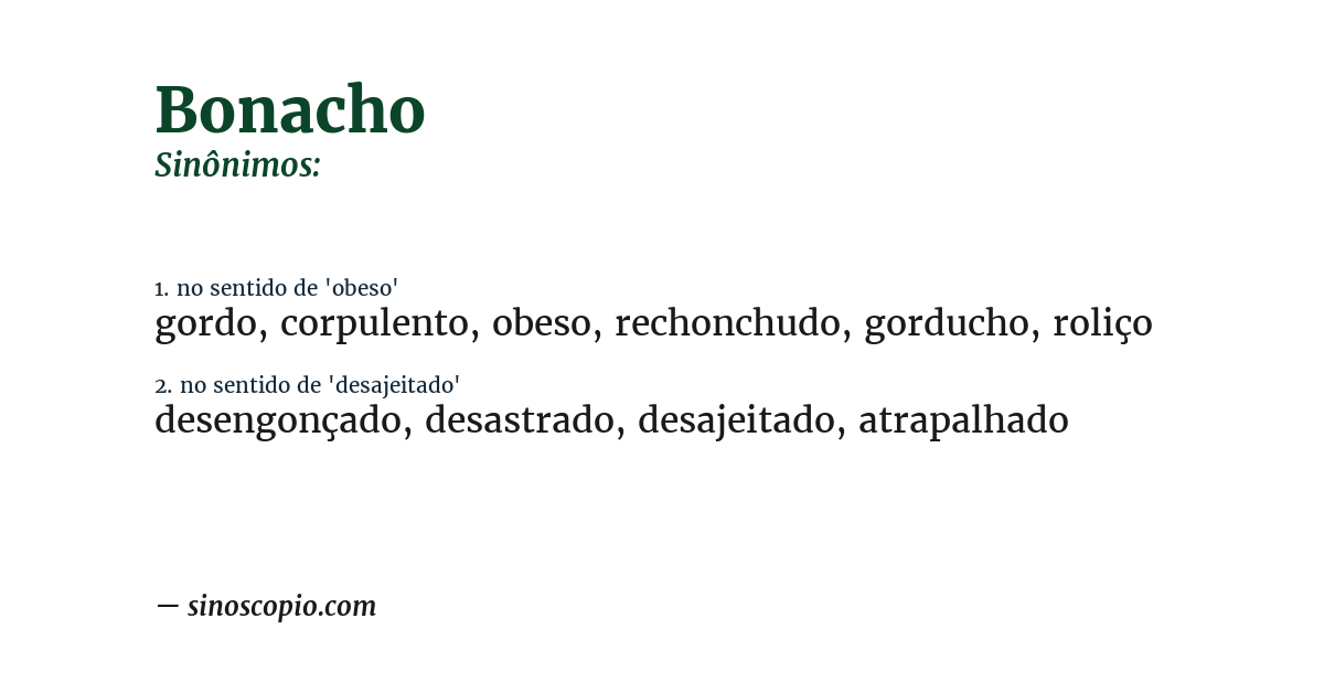 Sinônimo de bonacho