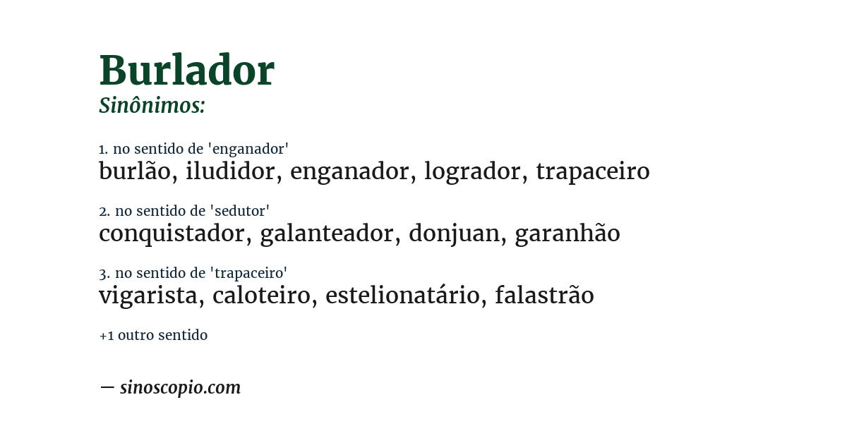 Sinônimo de burlador