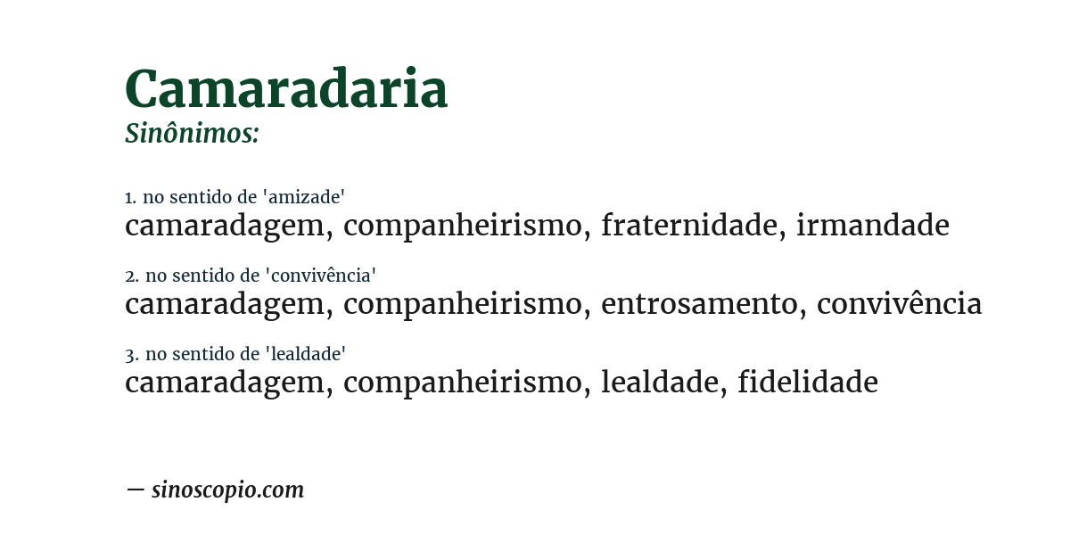 Sinônimo de camaradaria