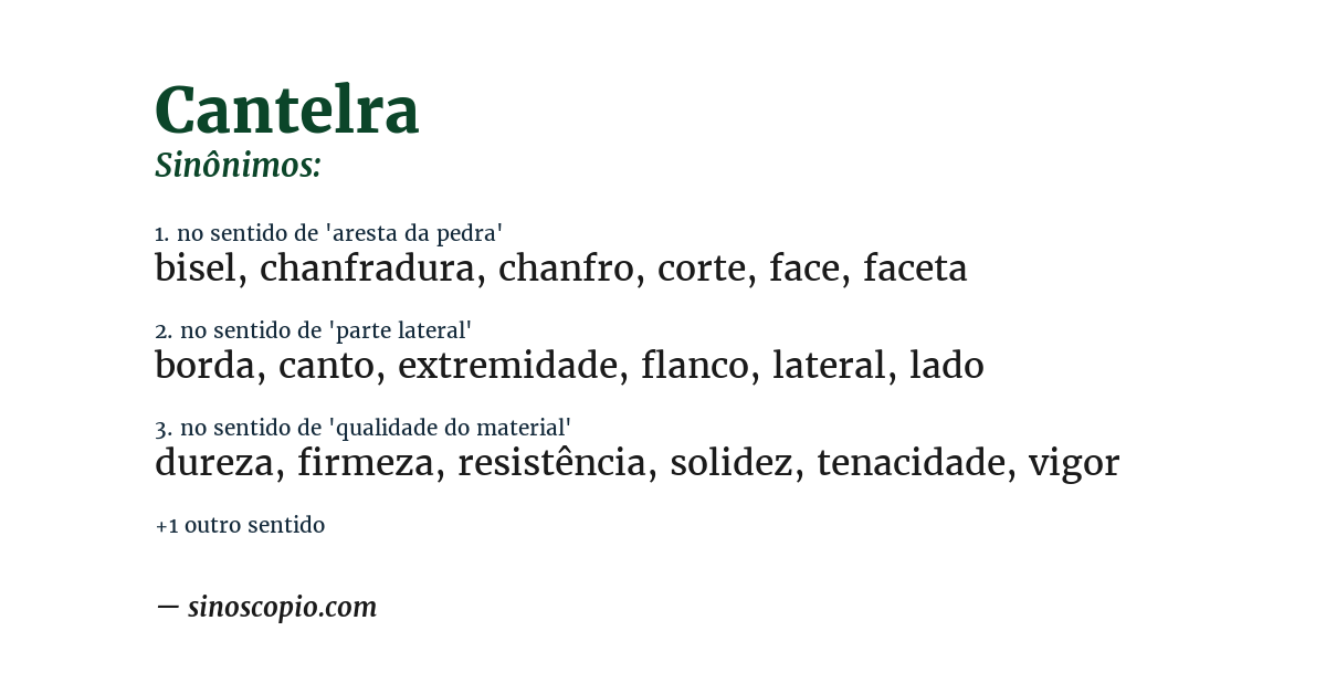 Sinônimo de cantelra