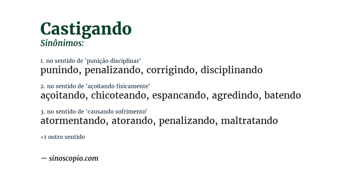Sinônimo de castigando