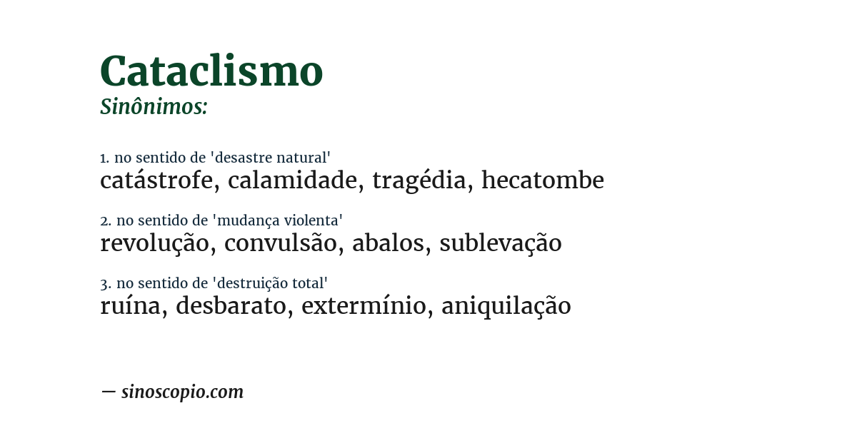 Sinônimo de cataclismo